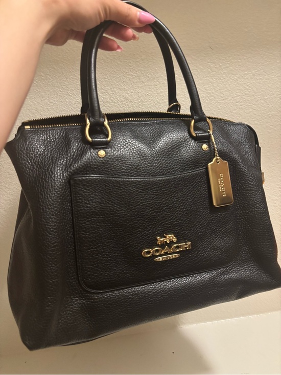Coach Handbags - Coach Black Pebbled Leather Satchel with Gold Hardware